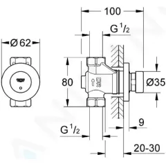 Grohe Samouzavírací nástěnný ventil, chrom 36268000