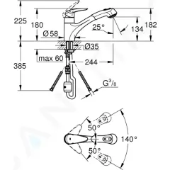 Grohe Páková dřezová baterie, chrom 32257001