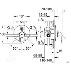 Grohe Vanová baterie pod omítku s tělesem, chrom 29081000
