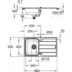 Grohe Dřez K500, 86x50 cm, kartáčovaná nerez 31571SD1