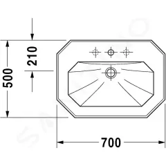 Duravit Umyvadlo 70x50 cm, s přepadem, 1 otvor pro baterii, WonderGliss, bílá 04387000001