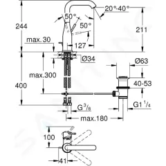 Grohe Umyvadlová baterie s výpustí, chrom 32628001