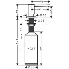Hansgrohe Dávkovač mycích prostředků A41, 500 ml, chrom 40438000