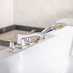 Hansgrohe Čtyřotvorová baterie na okraj vany s páčkovou rukojetí, chrom/vzhled zlata 31441090
