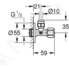 Grohe Rohový ventil, chrom 22023000