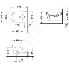 Duravit Závěsný bidet s přepadem, bílá 2288150000