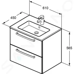 Ideal Standard Skříňka s umyvadlem 610x450 mm, 2 zásuvky, dekor bílý lak K2979WG