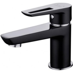 CERSANIT - Umyvadlová baterie MILLE jednopáková, jednootvorová, stojánková, s pevným výtokovým ramínkem, CHROM/ČERNÁ, s výpustí kovovou S951-048