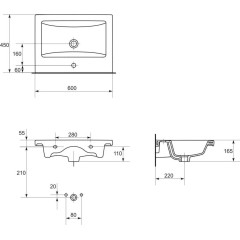 CERSANIT - SET 808 LARA COMO 60 (SKŘÍŇKA+UMYVADLO) OŘECH DSM S801-148-DSM