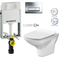 GEBERIT KOMBIFIXBasic vč. chromového tlačítka DELTA 51 + WC CERSANIT CLEANON CARINA + SEDÁTKO 110.100.00.1 51CR CA3