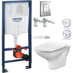 Rapid SL pro závěsné WC 38528SET s chromovou deskou + WC CERSANIT CLEANON CARINA + SEDÁTKO 38772001 CA3