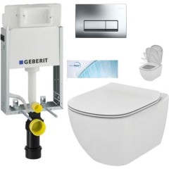 GEBERIT KOMBIFIXBasic vč. chromového tlačítka DELTA 51 + WC Ideal Standard Tesi se sedátkem SoftClose, AquaBlade 110.100.00.1 51CR TE1