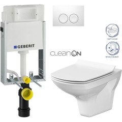 GEBERIT KOMBIFIXBasic vč. bílého tlačítka DELTA 21 + WC CERSANIT CLEANON CARINA + SEDÁTKO 110.100.00.1 21BI CA3