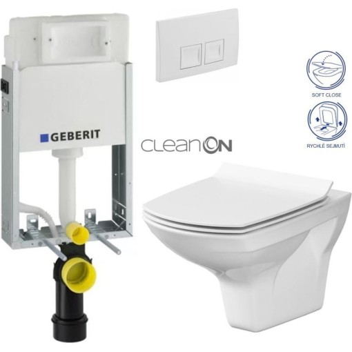 GEBERIT KOMBIFIXBasic vč. bílého tlačítka DELTA 50 + WC CERSANIT CLEANON CARINA + SEDÁTKO 110.100.00.1 50BI CA3
