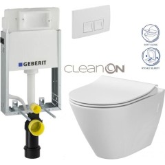 GEBERIT KOMBIFIXBasic vč. bílého tlačítka DELTA 50 + WC CERSANIT CLEANON CITY 110.100.00.1 50BI CI1