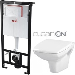Předstěnový instalační systém bez tlačítka + WC CERSANIT CLEANON CARINA  + SEDÁTKO AM101/1120 X CA1
