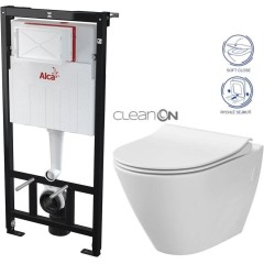 Předstěnový instalační systém bez tlačítka + WC CERSANIT CLEANON CITY AM101/1120 X CI1