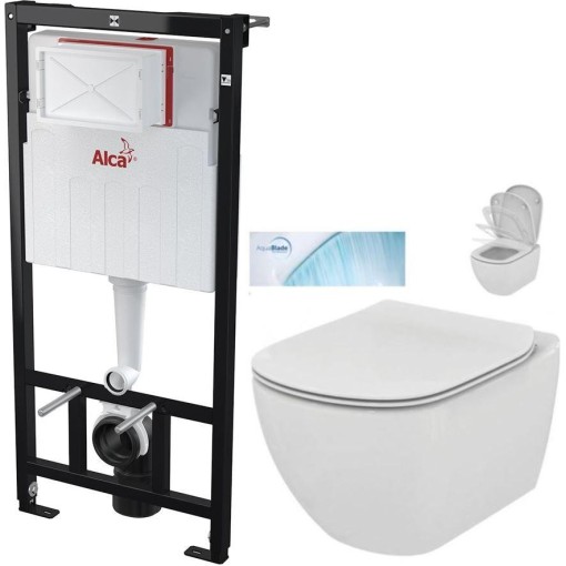 Předstěnový instalační systém bez tlačítka + WC Ideal Standard Tesi se sedátkem SoftClose, AquaBlade  AM101/1120 X TE1