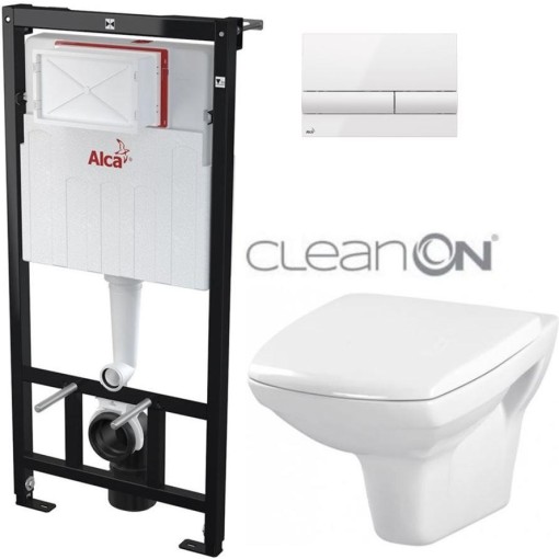 Předstěnový instalační systém s bílým tlačítkem M1710 + WC CERSANIT CLEANON CARINA  + SEDÁTKO AM101/1120 M1710 CA1
