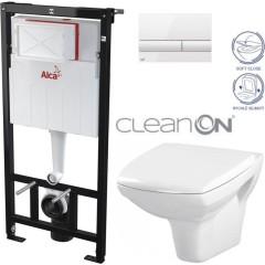 Předstěnový instalační systém s bílým tlačítkem M1710 + WC CERSANIT CLEANON CARINA + SEDÁTKO AM101/1120 M1710 CA2