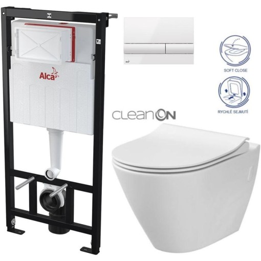 Předstěnový instalační systém s bílým tlačítkem M1710 + WC CERSANIT CLEANON CITY AM101/1120 M1710 CI1