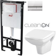 Předstěnový instalační systém s chromovým tlačítkem M1721 + WC CERSANIT CLEANON CARINA  + SEDÁTKO AM101/1120 M1721 CA1