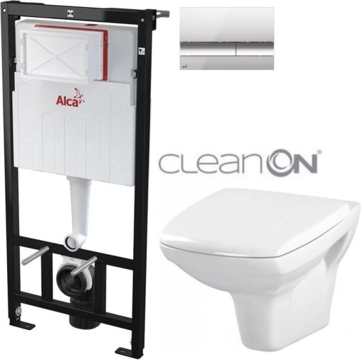 Předstěnový instalační systém s chromovým tlačítkem M1721 + WC CERSANIT CLEANON CARINA  + SEDÁTKO AM101/1120 M1721 CA1