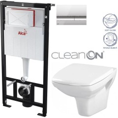 Předstěnový instalační systém s chromovým tlačítkem M1721 + WC CERSANIT CLEANON CARINA + SEDÁTKO AM101/1120 M1721 CA2