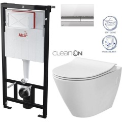 Předstěnový instalační systém s chromovým tlačítkem M1721 + WC CERSANIT CLEANON CITY AM101/1120 M1721 CI1
