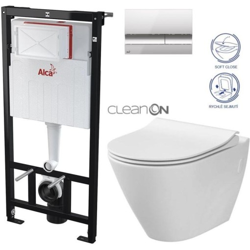 Předstěnový instalační systém s chromovým tlačítkem M1721 + WC CERSANIT CLEANON CITY AM101/1120 M1721 CI1