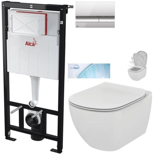 Předstěnový instalační systém s chromovým tlačítkem M1721 + WC Ideal Standard Tesi se sedátkem SoftClose, AquaBlade  AM101/1120 M1721 TE1