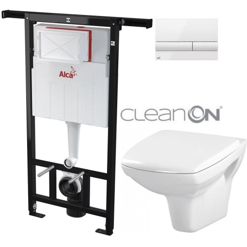Předstěnový instalační systém s bílým tlačítkem M1710 + WC CERSANIT CLEANON CARINA  + SEDÁTKO AM102/1120 M1710 CA1