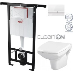 Předstěnový instalační systém s bílým tlačítkem M1710 + WC CERSANIT CLEANON CARINA + SEDÁTKO AM102/1120 M1710 CA2