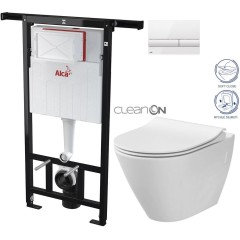 Předstěnový instalační systém s bílým tlačítkem M1710 + WC CERSANIT CLEANON CITY AM102/1120 M1710 CI1