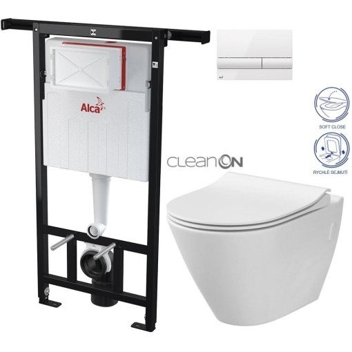 Předstěnový instalační systém s bílým tlačítkem M1710 + WC CERSANIT CLEANON CITY AM102/1120 M1710 CI1