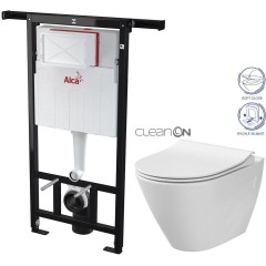 Předstěnový instalační systém bez tlačítka + WC CERSANIT CLEANON CITY AM102/1120 X CI1