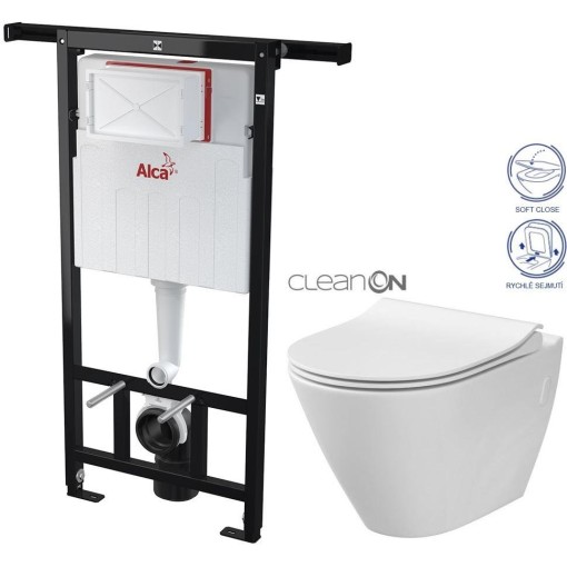 Předstěnový instalační systém bez tlačítka + WC CERSANIT CLEANON CITY AM102/1120 X CI1