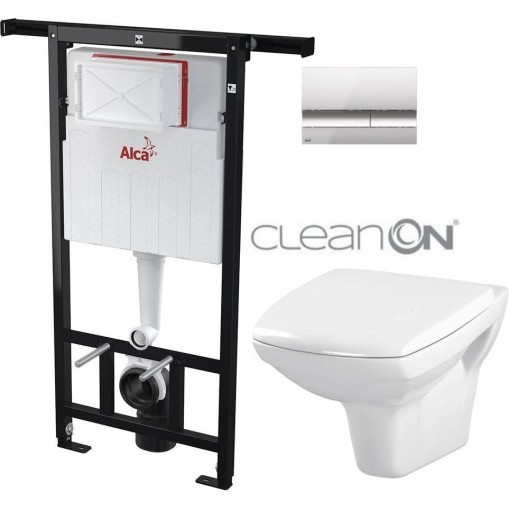 Předstěnový instalační systém s chromovým tlačítkem M1721 + WC CERSANIT CLEANON CARINA  + SEDÁTKO AM102/1120 M1721 CA1