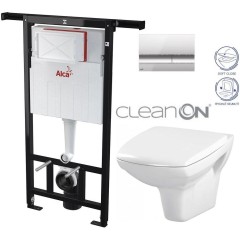 Předstěnový instalační systém s chromovým tlačítkem M1721 + WC CERSANIT CLEANON CARINA + SEDÁTKO AM102/1120 M1721 CA2