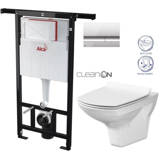 Předstěnový instalační systém s chromovým tlačítkem M1721 + WC CERSANIT CLEANON CARINA + SEDÁTKO AM102/1120 M1721 CA3