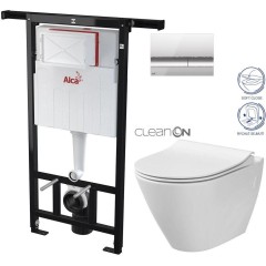 Předstěnový instalační systém s chromovým tlačítkem M1721 + WC CERSANIT CLEANON CITY AM102/1120 M1721 CI1