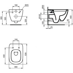 LAUFEN Rámový podomítkový modul CW1 SET s chromovým tlačítkem + WC Ideal Standard Tesi se sedátkem RIMLESS H8946600000001CR TE2