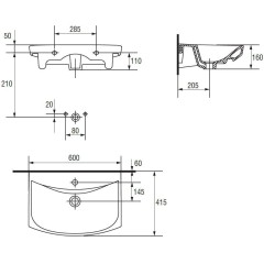 CERSANIT - SET A22 CLASO CARINA 60 BÍLÁ DSM SKŘÍŇKA + UMYVADLO S801-259-DSM