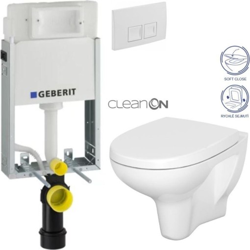 GEBERIT KOMBIFIXBasic vč. bílého tlačítka DELTA 50 + WC CERSANIT ARTECO CLEANON + SEDÁTKO 110.100.00.1 50BI AT1