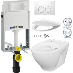 GEBERIT KOMBIFIXBasic vč. bílého tlačítka DELTA 21 + WC CERSANIT CLEANON MODUO + SEDÁTKO 110.100.00.1 21BI MO1