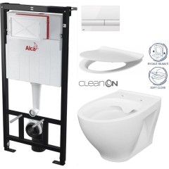 Předstěnový instalační systém s bílým tlačítkem M1710 + WC CERSANIT CLEANON MODUO + SEDÁTKO AM101/1120 M1710 MO1