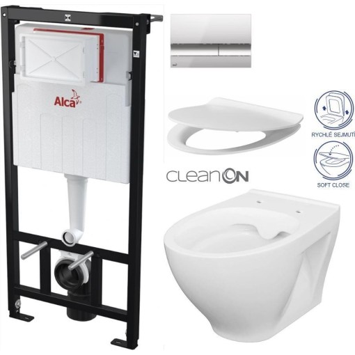 Předstěnový instalační systém s chromovým tlačítkem M1721 + WC CERSANIT CLEANON MODUO + SEDÁTKO AM101/1120 M1721 MO1