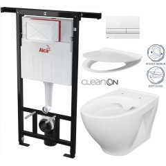 Předstěnový instalační systém s bílým tlačítkem M1710 + WC CERSANIT CLEANON MODUO + SEDÁTKO AM102/1120 M1710 MO1