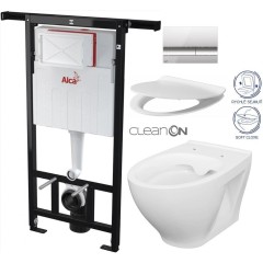 Předstěnový instalační systém s chromovým tlačítkem M1721 + WC CERSANIT CLEANON MODUO + SEDÁTKO AM102/1120 M1721 MO1