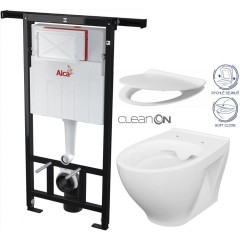 Předstěnový instalační systém bez tlačítka + WC CERSANIT CLEANON MODUO + SEDÁTKO AM102/1120 X MO1